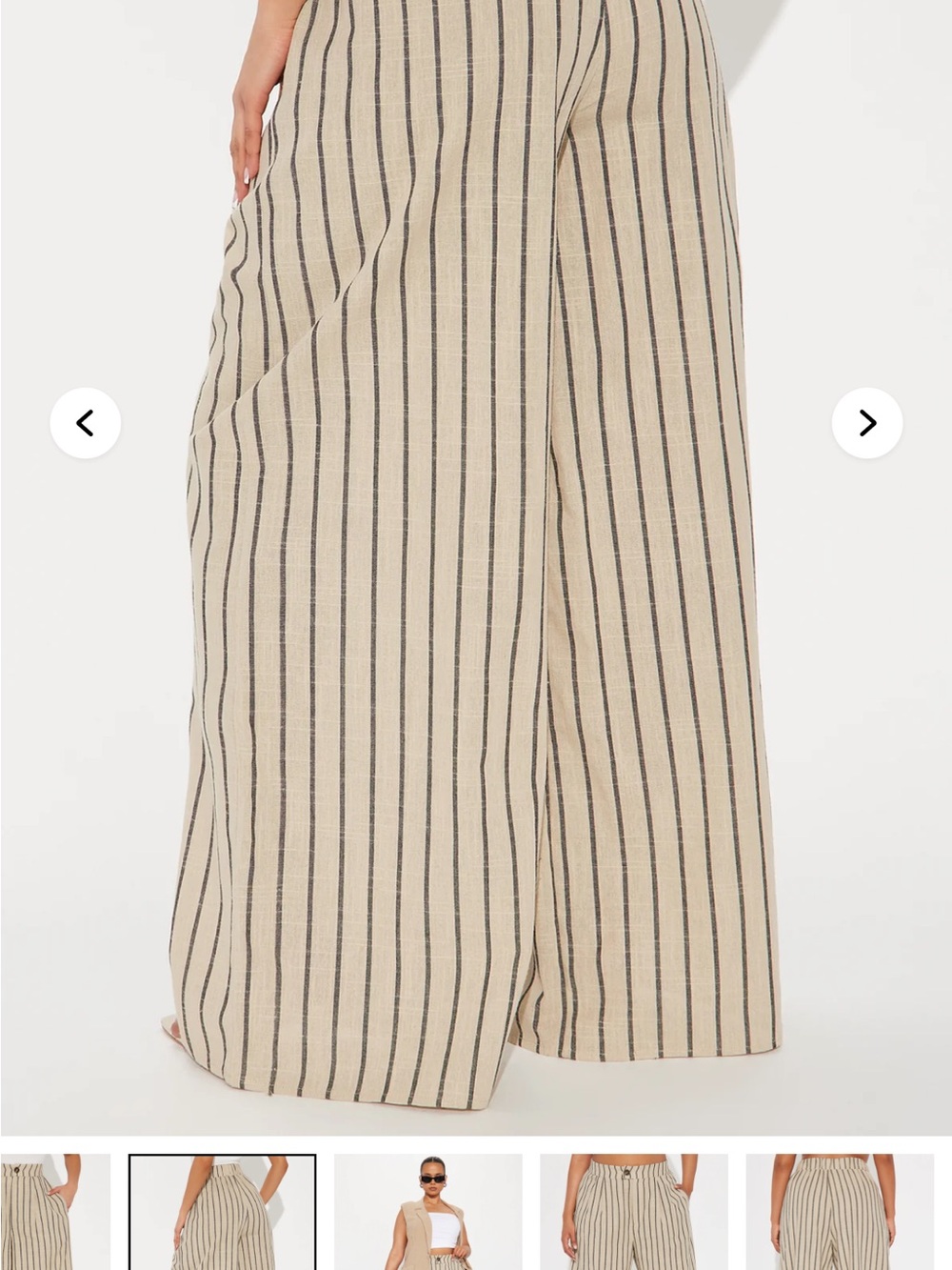 Fashion Nova High-Waist Wide-Leg Striped Pants - Cream & Black - Picture 3 of 9